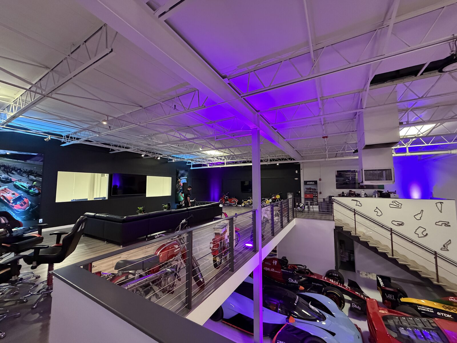 Mezzanine lounge overlooking the showroom